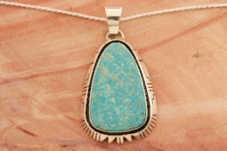 Sterling Silver Genuine Kingman Turquoise Native American Pendant